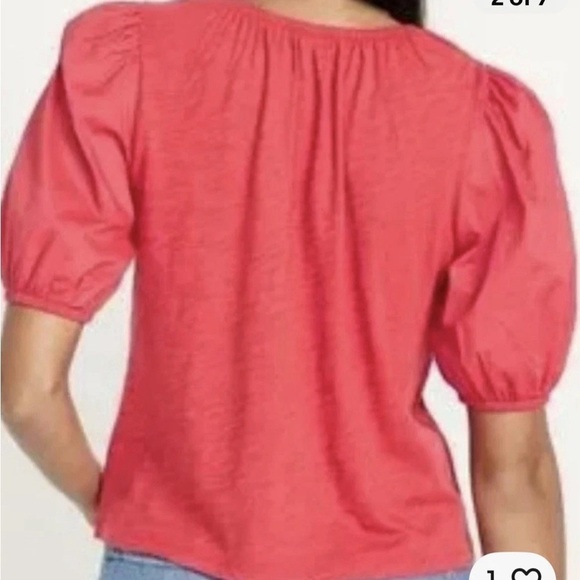 NWT Old Navy Cherry Tomato Puff Sleeve Knit Short Sleeve Top Size Small Cotton - Picture 2 of 10